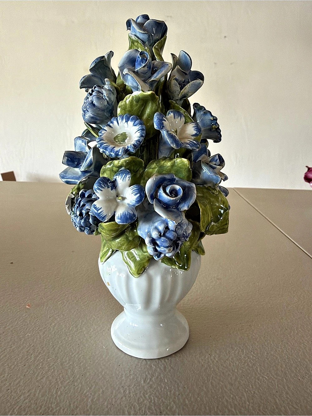 Blue & White Floral Ceramic Vase
